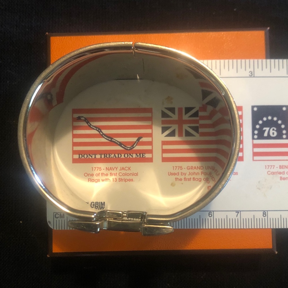 Hermes Click H X wide 3.5 cm bracelet I silver & blue France w/ Hermes pouch box - Picture 8 of 12